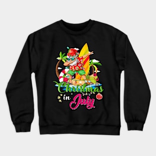 Christmas in July dabbing Santa Hawaiian Summer Surf Surfing Surfer Crewneck Sweatshirt